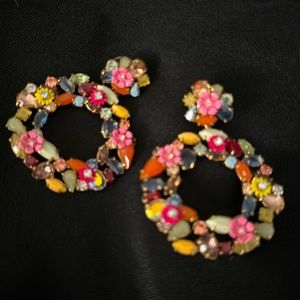 Colorful Floral Hoop Earrings